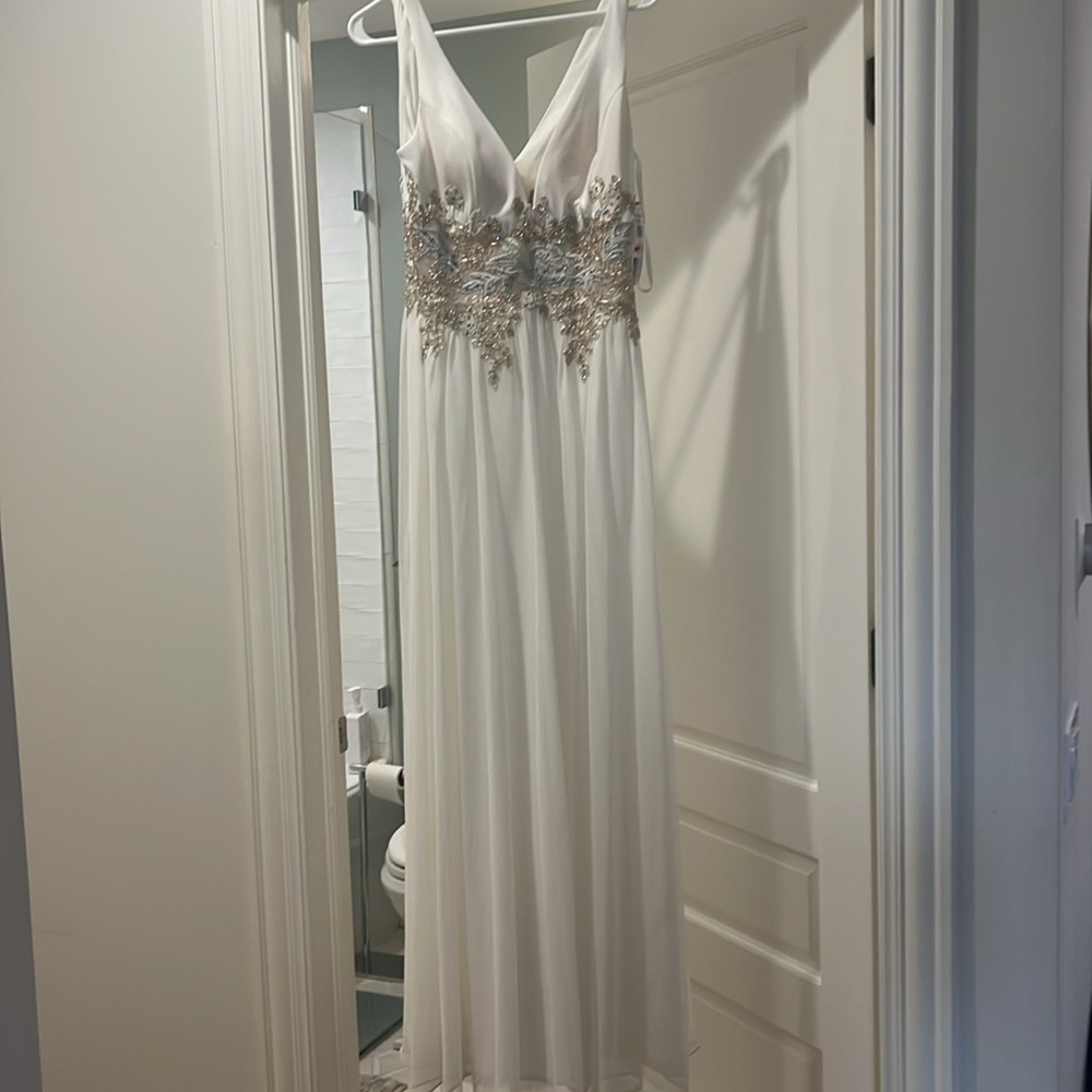 White embroidered wedding dress